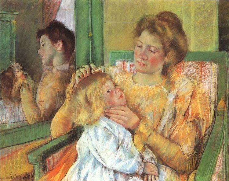 Mary Cassatt Mother Combing her Child Hair oil painting image